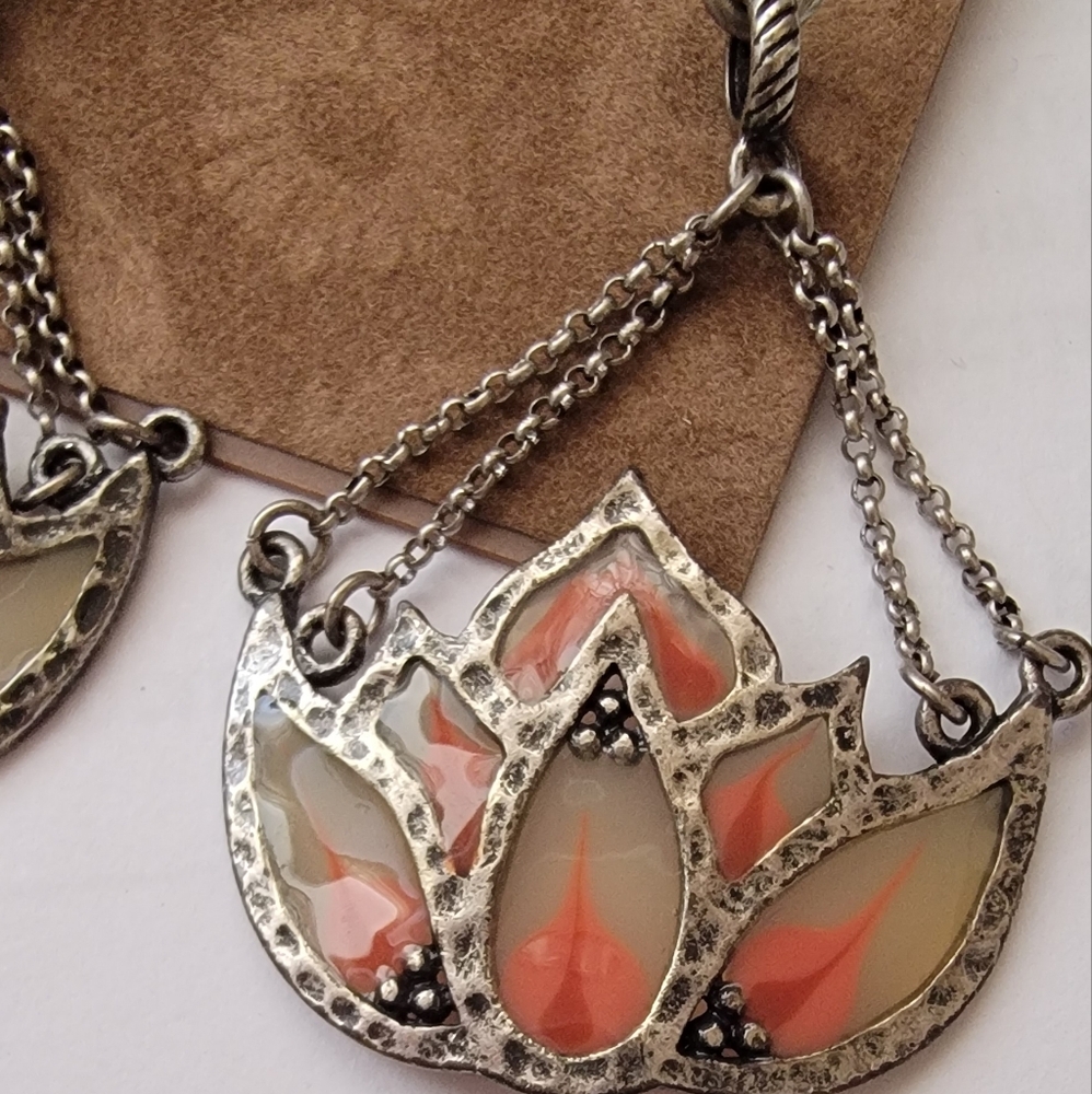Lucky Brand Lotus Creme and Reddish Orange Earrings - Picture 5 of 6
